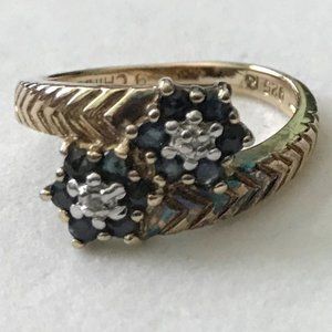 Silver Wrap Ring with Black Crystals & Marcasite